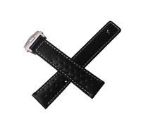 NKCVEZBW Correa de reloj impermeable compatible con TAG Heuer 19 mm, 20 y 22, correa piel vaca repuesto, pulsera suave transpirable(Black white line,22mm)