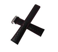 NKCVEZBW Correa de reloj impermeable compatible con TAG Heuer 19 mm, 20 y 22, correa piel vaca repuesto, pulsera suave transpirable(Black red line,22mm)