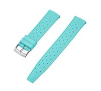 NKCVEZBW Correa de reloj universal compatible con correas caucho FKM tropicales 18, 19, 20, 21, 22, 23 y 24 mm. Cierre rápido. Extremo plano perfecto(FKM-Cyan Silver,20mm)