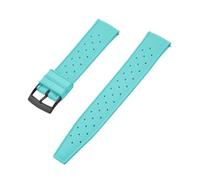 NKCVEZBW Correa de reloj universal compatible con correas caucho FKM tropicales 18, 19, 20, 21, 22, 23 y 24 mm. Cierre rápido. Extremo plano perfecto(FKM-Cyan Black,20mm)