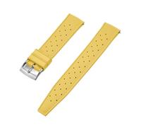 NKCVEZBW Correa de reloj universal compatible con correas caucho FKM tropicales 18, 19, 20, 21, 22, 23 y 24 mm. Cierre rápido. Extremo plano perfecto(FKM-Yellow Silver,20mm)