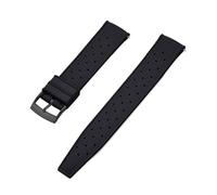NKCVEZBW Correa de reloj universal compatible con correas caucho FKM tropicales 18, 19, 20, 21, 22, 23 y 24 mm. Cierre rápido. Extremo plano perfecto(FKM-Black Black,20mm)