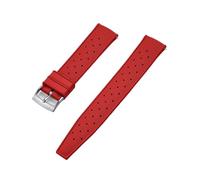 NKCVEZBW Correa de reloj universal compatible con correas caucho FKM tropicales 18, 19, 20, 21, 22, 23 y 24 mm. Cierre rápido. Extremo plano perfecto(FKM-Red Silver,22mm)
