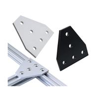 NKCVEZBW Tablero de tira junta conexión soporte ángulo esquina fuerte Compatible con perfil aluminio ranura en V 2020 3030 4040 4545 5 agujeros(20s 10pcs Silver)