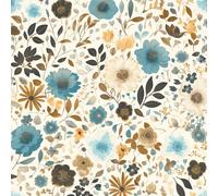 NKDYVB 45cm x 1000cm Flor bohemia vintage Papel pintado autoadhesivo desprendible Flor de peonía amarilla grisácea Papel de contacto autoadhesivo para la decoración del salón y el dormitorio