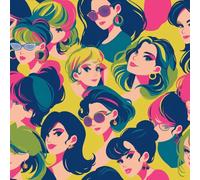 NKDYVB Caricaturas modernas de chicas de moda Papel pintado autoadhesivo despegable y pegable Chicas de dibujos animados Papel de contacto para decorar la pared del dormitorio 45cm x 600cm