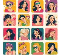 NKDYVB Caricaturas modernas de chicas de moda Papel pintado autoadhesivo despegable y pegable Chicas de dibujos animados Papel de contacto para decorar la pared del dormitorio 45cm x 1000cm