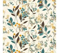 NKDYVB Flor bohemia vintage 45cm x 1000cm Papel pintado autoadhesivo para la pared del dormitorio Flor de peonía amarilla grisácea Papel de contacto para gabinetes Papel de pared autoadhesivo