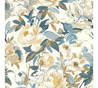 NKDYVB Flor bohemia vintage Papel pintado autoadhesivo despegable y pegable Flor de peonía amarilla grisácea Papel de contacto para decorar la pared del dormitorio 45cm x 300cm