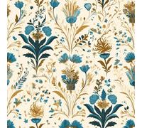 NKDYVB Flor bohemia vintage Papel pintado autoadhesivo Flor de peonía amarilla grisácea 45cm x 300cm Papel de contacto autoadhesivo para pared, ideal para decorar armarios de dormitorio