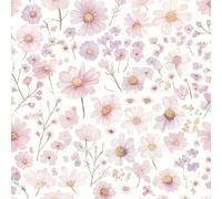 NKDYVB Flor silvestre rosa hoja floral Papel pintado autoadhesivo despegable y pegable Flores de acuarela Papel de contacto para decorar la pared del dormitorio 45cm x 1000cm