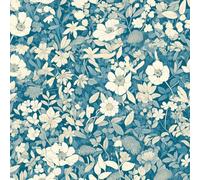 NKDYVB Floral vintage neutro Papel de contacto 45cm x 600cm Pelar y pegar Azul gris floral Papel tapiz adhesivo para revestimiento de estanterías de armarios y paredes de habitaciones, decorativo