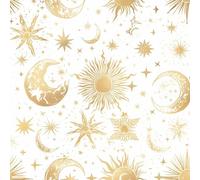 NKDYVB Hada de dibujos animados Papel pintado autoadhesivo Sol Luna Estrella Dorada 45cm x 300cm Papel de contacto autoadhesivo para pared, ideal para decorar armarios de dormitorio