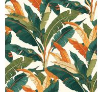 NKDYVB Hojas de palmera tropical Papel pintado autoadhesivo despegable y pegable Plantas verdes y naranjas Papel de contacto para decorar la pared del dormitorio 45cm x 600cm