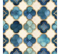 NKDYVB Patrón geométrico azul abstracto Papel pintado autoadhesivo Boho Verde Geométrico Papel de contacto extraíble para pared decorativa de armario de baño y dormitorio 45cm x 300cm