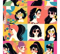 NKDYVB Pelar y pegar Caricaturas modernas de chicas de moda Papel pintado 45cm x 300cm Chicas de dibujos animados Papel de contacto autoadhesivo para cajones, dormitorio y sala de estar