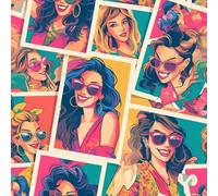 NKDYVB Pelar y pegar Caricaturas modernas de chicas de moda Papel pintado 45cm x 300cm Chicas de dibujos animados Papel de contacto autoadhesivo para cajones, dormitorio y sala de estar