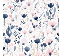 NKDYVB Pelar y pegar Flor silvestre rosa hoja floral Papel pintado 45cm x 1000cm Flores de acuarela Papel de contacto autoadhesivo para cajones, dormitorio y sala de estar