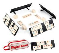 NKFBEV Mini juego de roma clásico Rummy Cup con 4 soportes de juego plegables exclusivos en una bolsa de viaje extremadamente resistente, juegos de mesa para adultos y niños a partir de 7 años