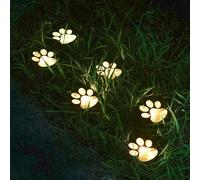 NKFOOPDU Luces solares de huellas de patas, (juego de 4) luces LED para gato, perro, animal, decoración al aire libre, luz de jardín impermeable para jardín, patio, decoración de pasarela (blanco