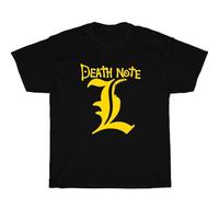 NKFTYTIUU Anime Death Note L Gold Logo Grey Size Unisex T ShirtBlack3XL