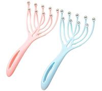 NKGWQ8.5*19.5cm 2 piezas Masajeador de cabeza de nueve garras Peine de masaje Masaje de cuero cabelludo Agarre de cabeza Rodillo de extracción de alma Masajeador de bolas Alivio del estrés Fácil de so