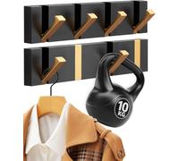 NKHATC las paredes conectadas, Folding Black Gold Coat Hooks - Watertight Adhesive No Drill Installation,Also for Balcony，Kitchen。(Black gold,4 Hooks)