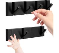 NKHATC las paredes conectadas, Folding Black Gold Coat Hooks - Watertight Adhesive No Drill Installation,Also for Balcony，Kitchen。(Black,4 Hooks)