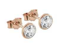 NKlaus 1 par de pendientes de 5,3mm de plata de ley chapada en oro rosa con circonitas 10331