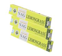 NKlaus 3 varillas de incienso Golden Nag Lemongrass, 45 g, incienso enrollado a mano con aroma fresco a limón, 3 unidades para refrescar, limpiar y equilibrar