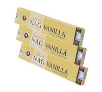 NKlaus 3 varillas de incienso Golden Nag vainilla, 45 g, incienso enrollado a mano con aroma natural de vainilla, 3 unidades de calidad Masala para la calma, la atención plena y la relajación