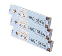 NKlaus 3 varillas de incienso Golden Nag White Oudh - 45 g de incienso oriental noble con resina Oudh para meditación, relajación y ambiente sensual