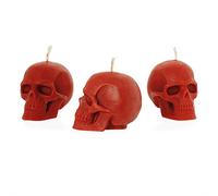 NKlaus - 3x Juego de velas Cráneo Rojo de cera de abejas orgánica - Vela gótica colorida vela figura - Cráneo - Halloween - velas rituales de goteo 36313