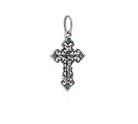 NKlaus 925 plata esterlina cruz zirconia verde crucifijo ortodoxo colgante bautismo 11091