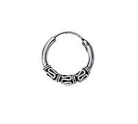 NKlaus 925 Plata Pendiente simple Celtic CREOLE Gótico Bali SINGLE 16mm 5042