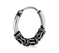 NKlaus 925 Plata Pendiente único Celtic CREOLE Gótico Bali SINGLE 14mm 5041