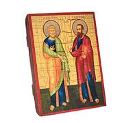 NKlaus Apóstoles Pedro y Pablo, icono cristiano de madera 16x12,5cm hecho a mano 37043