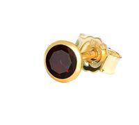 NKlaus aretes individuales genuino granate rojo oro amarillo 585 oro de 14 quilates 4,0mm arete pequeño 7940