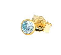NKlaus aretes individuales topacio azul genuino oro amarillo 333 8 quilates oro 4,0mm pendiente pequeño 7996