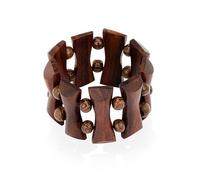 NKlaus Bali 13907 - Pulsera ancha de madera elástica ajustable hecha a mano para hombre y mujer