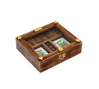 NKlaus Caja de Dominó de madera de mango, cristal y latón, 20 x 17,5 x 6 cm, versátil, estilo náutico 15935