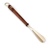 NKlaus Calzador largo de 46 cm de latón dorado con mango de madera, calzador estable 11729, Largo, talla única