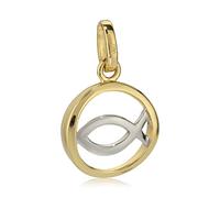 NKlaus colgante Cristo pez 333 oro amarillo 8 quilates pulido pequeño símbolo cristiano D 11,4mm amuleto rodiado 2252