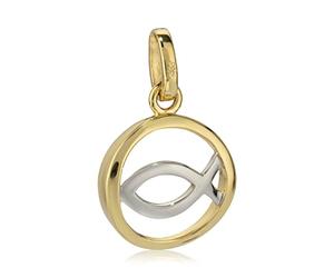 NKlaus colgante Cristo pez 333 oro amarillo 8 quilates pulido pequeño símbolo cristiano D 11,4mm amuleto rodiado 2252