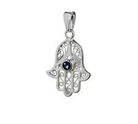 NKlaus Colgante de plata de ley 925 Circón azul Mano de Fátima 20x16 mm Ojo de Fátima 5091