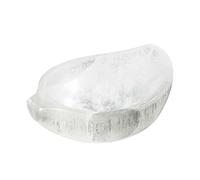 NKlaus Cuenco de selenita con hoja de 10 x 7 x 2 cm - Hecho a mano, pulida para limpiar y cargar joyas y piedras preciosas, ideal para decoración y meditación