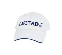 NKlaus Gorra 'Capitaine', color blanco, algodón azul bordado - Gorro marítimo retro 16069, Blanco, XXS-4XL