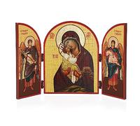 NKlaus Icono de la Madre de Dios de Pochaev Tríptico de madera 25x16cm Cristiano 13811