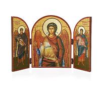 NKlaus Icono del arcángel San Miguel Tríptico en MDF 25x16cm Cristiano 13818