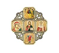 NKlaus - Icono del coche Cruz - Madre de Dios de Kazan - Jesús - San Nicolás - Trinidad - Ángel de la guarda - 8 cm - 13909